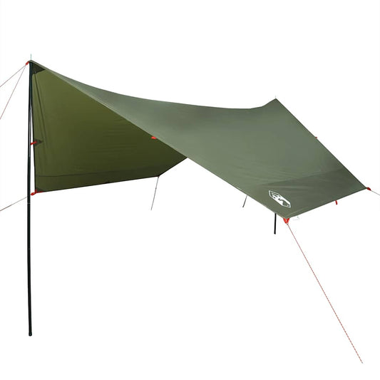 Tarp mit Stangen Olivgrün 438x376x212 cm Wasserdicht Outdoor Regenschutz Sonnenschutz