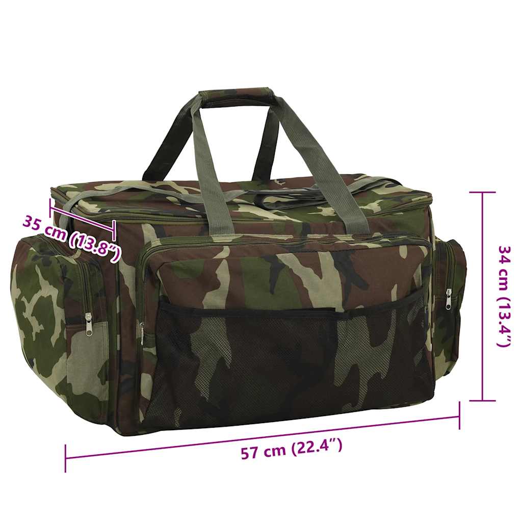 vidaXL Angeltasche Angeltasche wasserdicht isoliert tarnfleck 57x35x34 cm Anglertasche FischertascheGrüne Tarnfarben Oxford-Gewebe