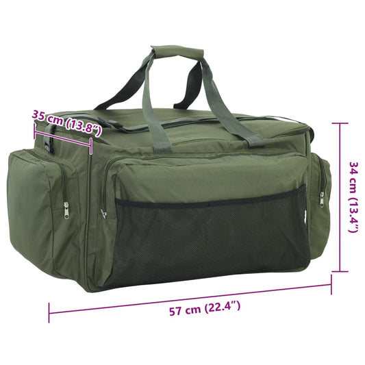 Angeltasche wasserdicht isoliert olivgrün 57x35x34 cm Anglertasche Fischertasche