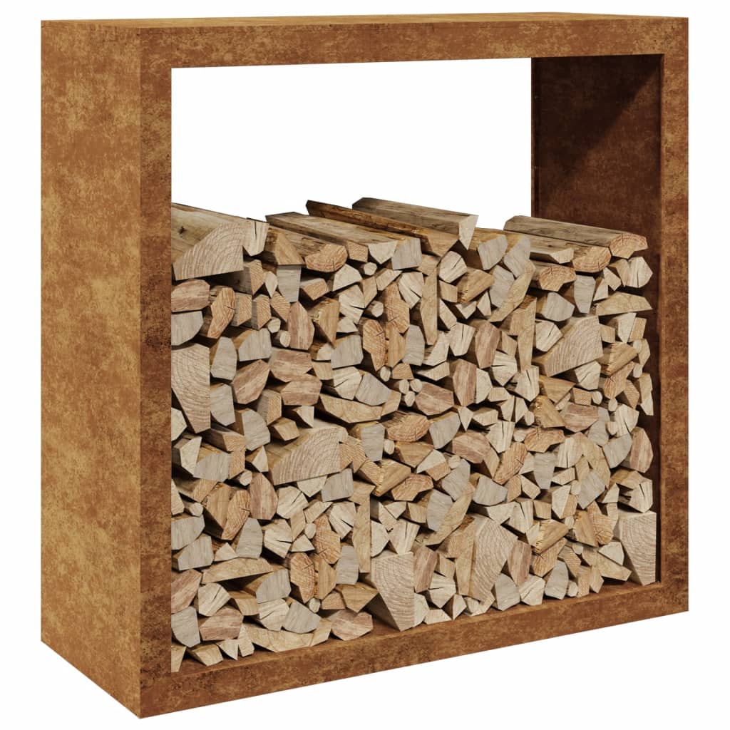 Brennholzregal 100x40x100 cm Cortenstahl rostig Holzlager