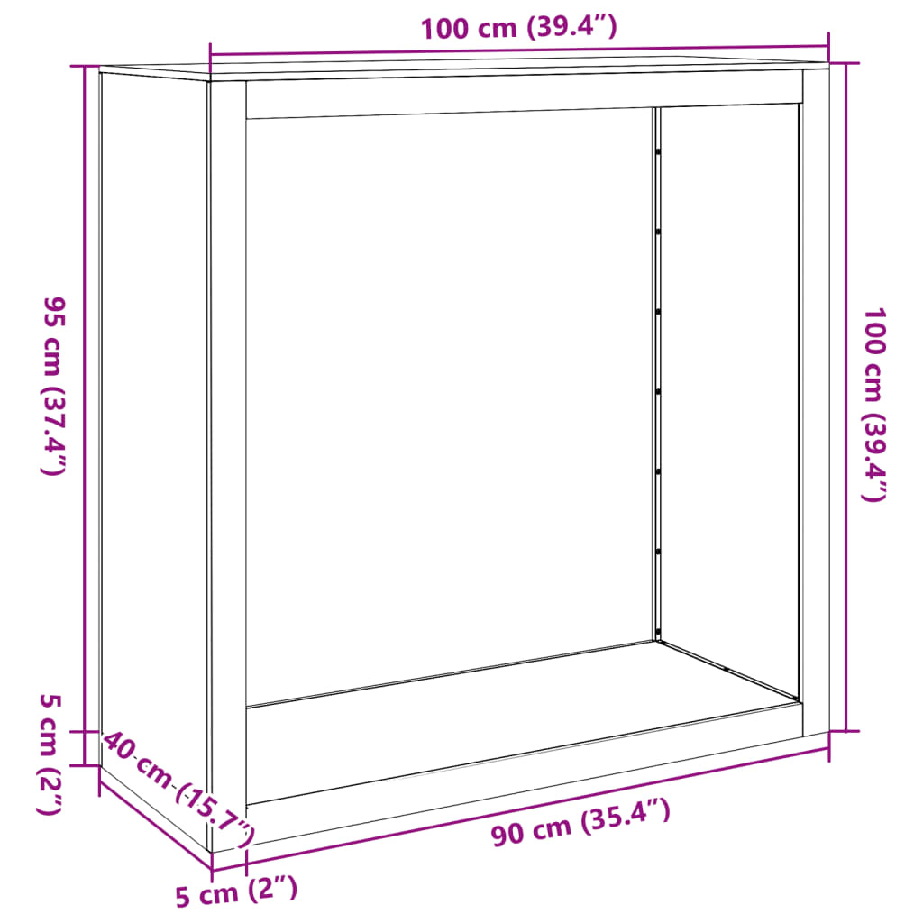 Brennholzregal 100x40x100 cm Cortenstahl rostig Holzlager