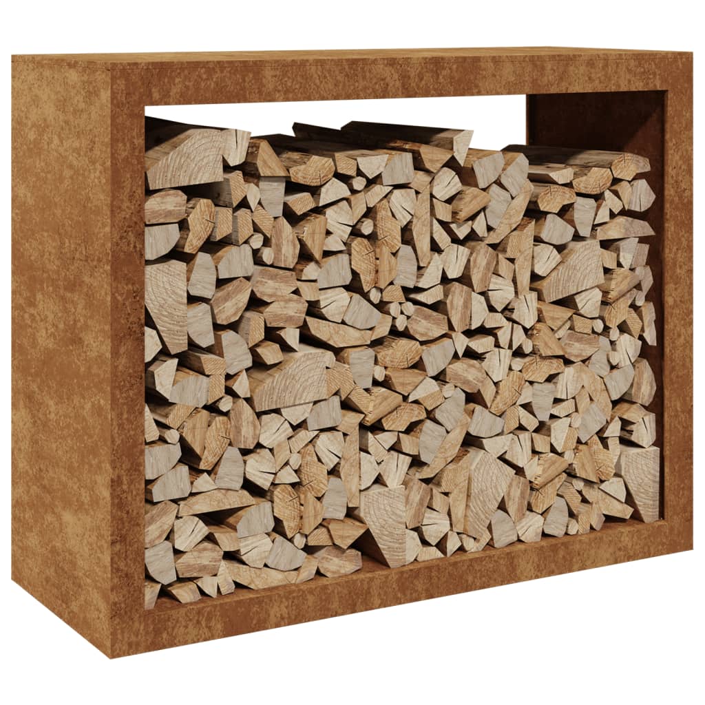 Brennholzregal 100x40x80 cm Cortenstahl rostig Holzlager Feuerholzhalter