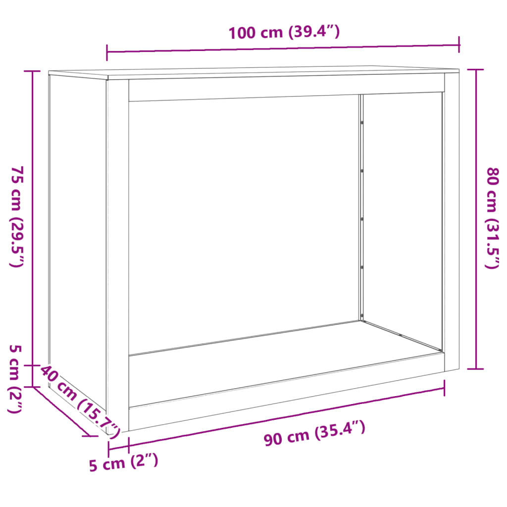 Brennholzregal 100x40x80 cm Cortenstahl rostig Holzlager Feuerholzhalter