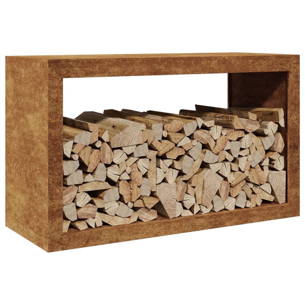 Brennholzregal 100x40x60 cm Cortenstahl rostig Holzlager Feuerholzhalter