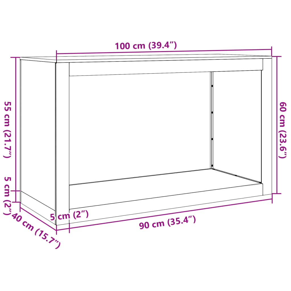 Brennholzregal 100x40x60 cm Cortenstahl rostig Holzlager Feuerholzhalter