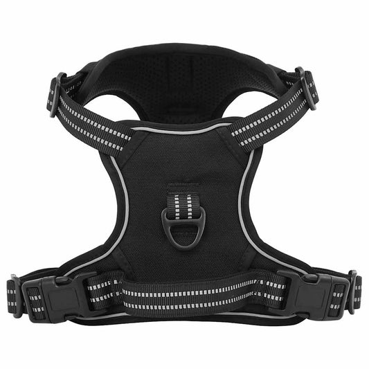 vidaXL Dog Harness with Leash & Collar, Adjustable, Black, M
