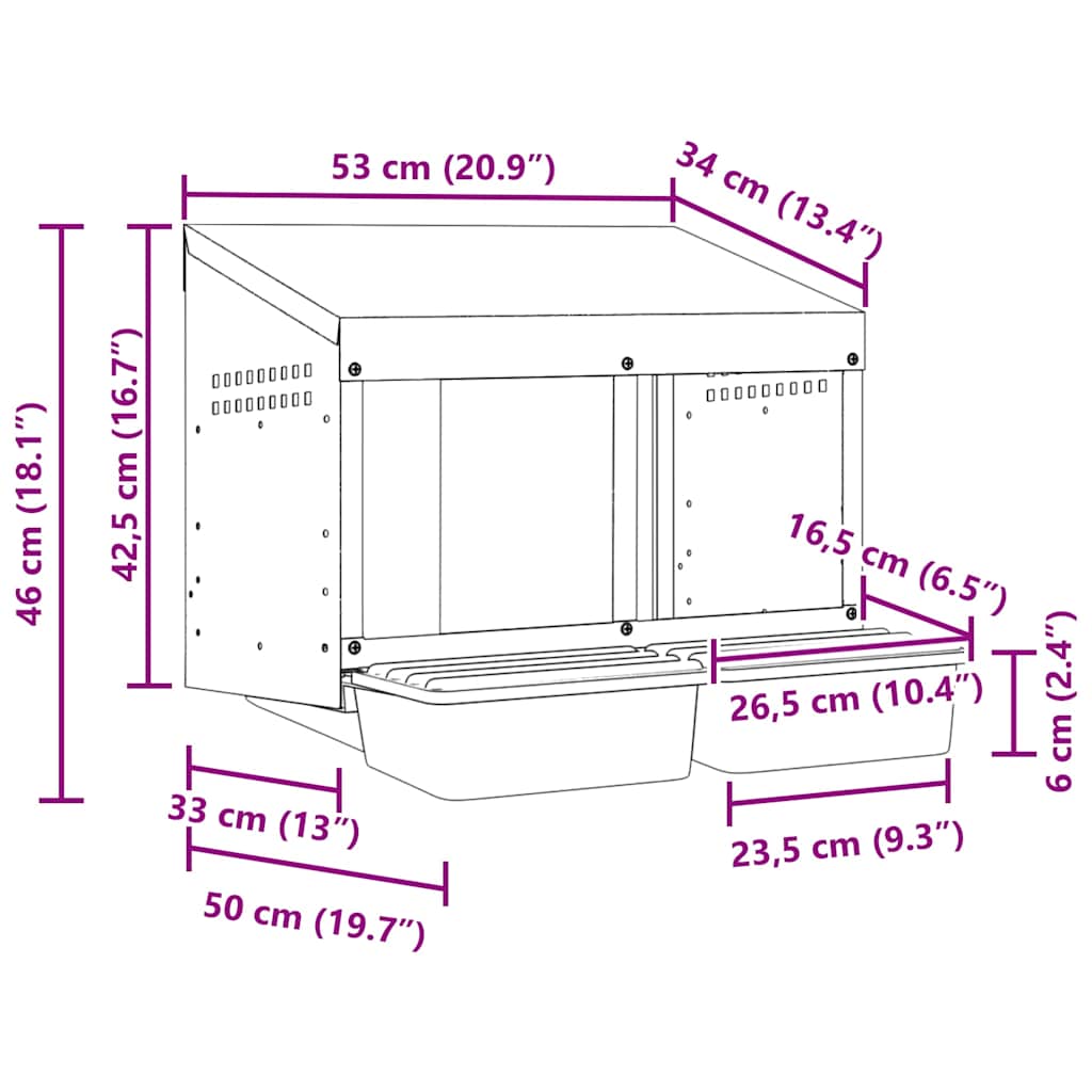 Abrollnest Hühner 2-fach Legenest Metall 53x50x46 cm Wandmontage Eierfach