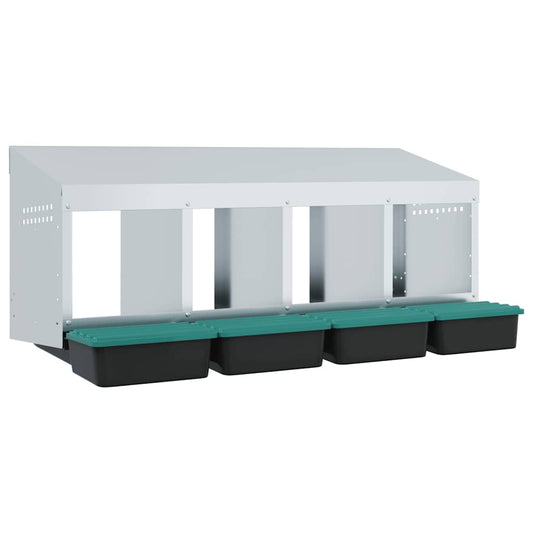 Legenest Hühner-Nistkasten 4 Fächer Wandmontage Verzinkter Stahl Abrollnest