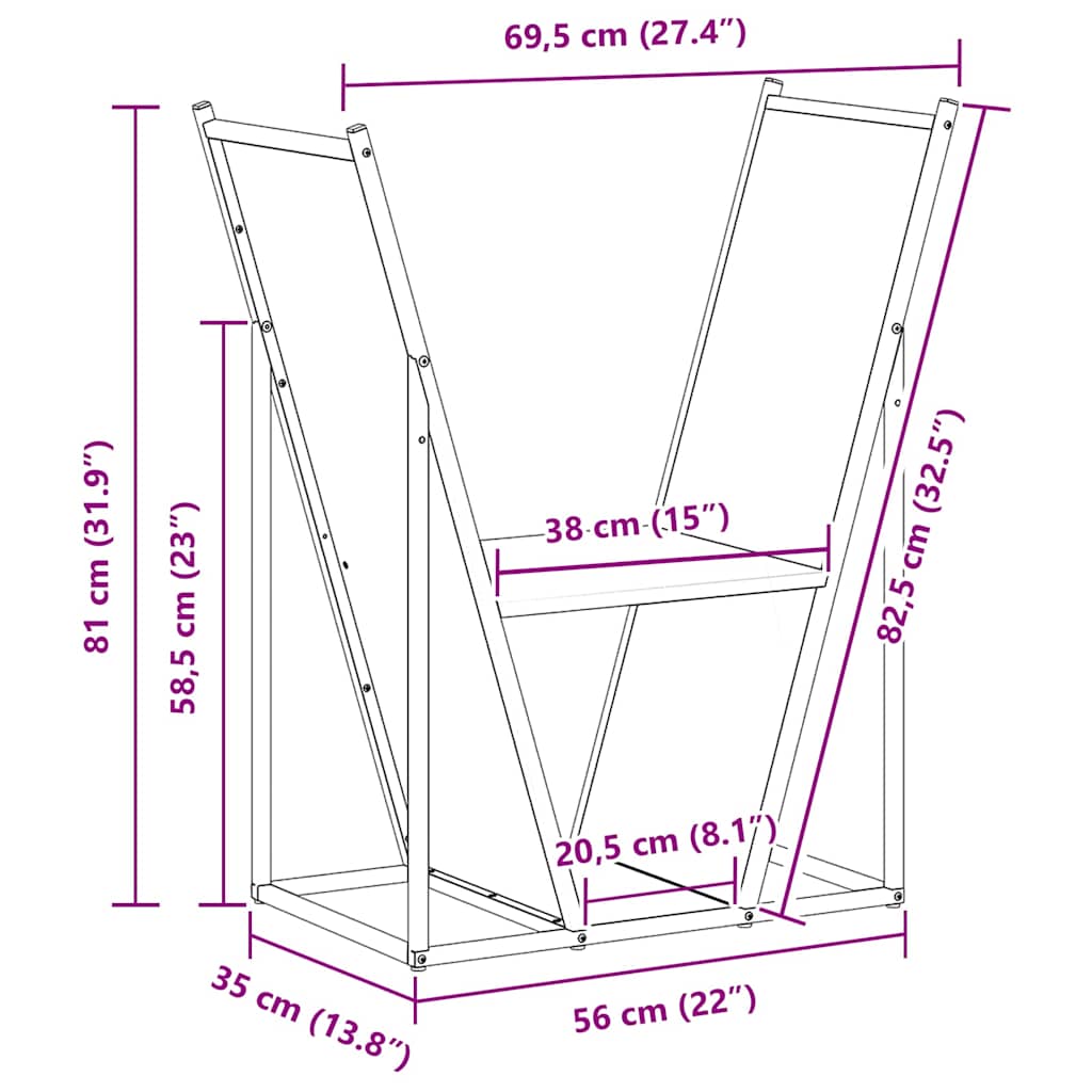 Brennholzregal Anthrazit 69,5x35x81 cm Kaltgewalzter Stahl Feuerholzständer