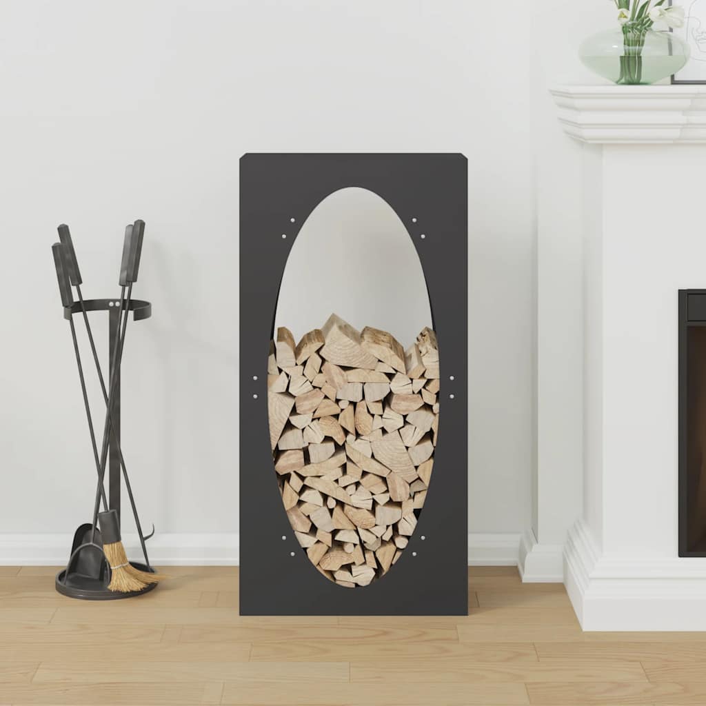 Brennholzregal Schwarz 50x23x100 cm Kaltgewalzter Stahl Feuerholzständer