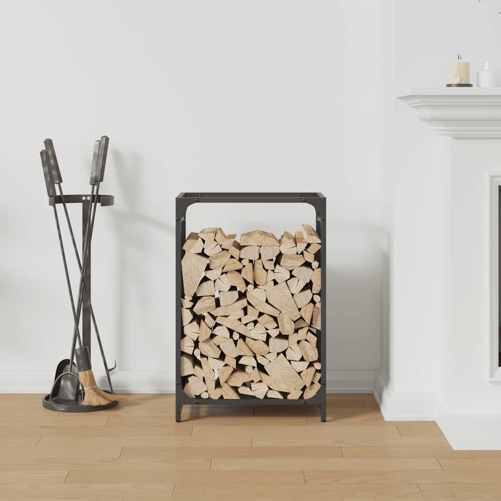 Brennholzregal Schwarz 44x28x65 cm Kaltgewalzter Stahl Feuerholzständer