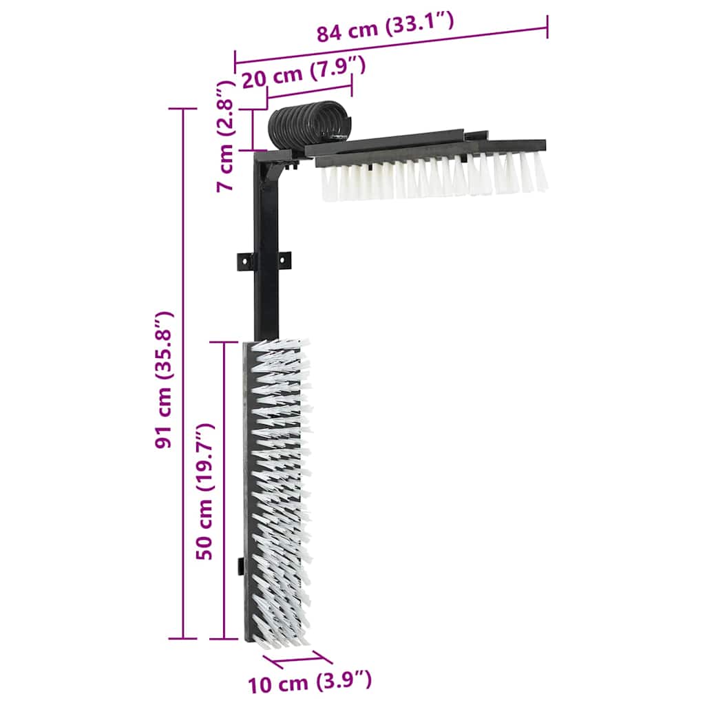 Rinderbürsten Fellbürsten Schwarz und Weiß 84 x 10 x 91 cm Kratzbürsten