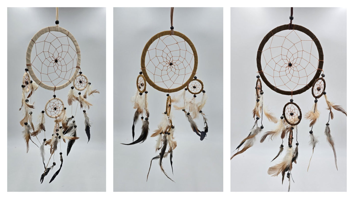 Traumfänger Bali 50x17x0,5cm Dreamcatcher dunkelbraun braun beige rund groß