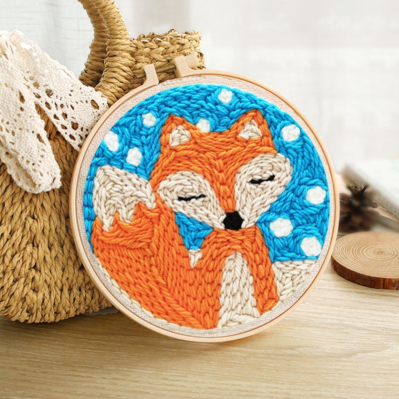 Stickerei Set DIY Stickrahmen Fuchs Ø 18 cm Gemälde Wanddekoration Anfängerfreundlich