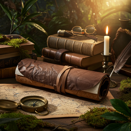 Ledertagebuch gerollt Retro braun 96 Blatt 21 x 15 cm Reisetagebuch Notizbuch Skizzenbuch