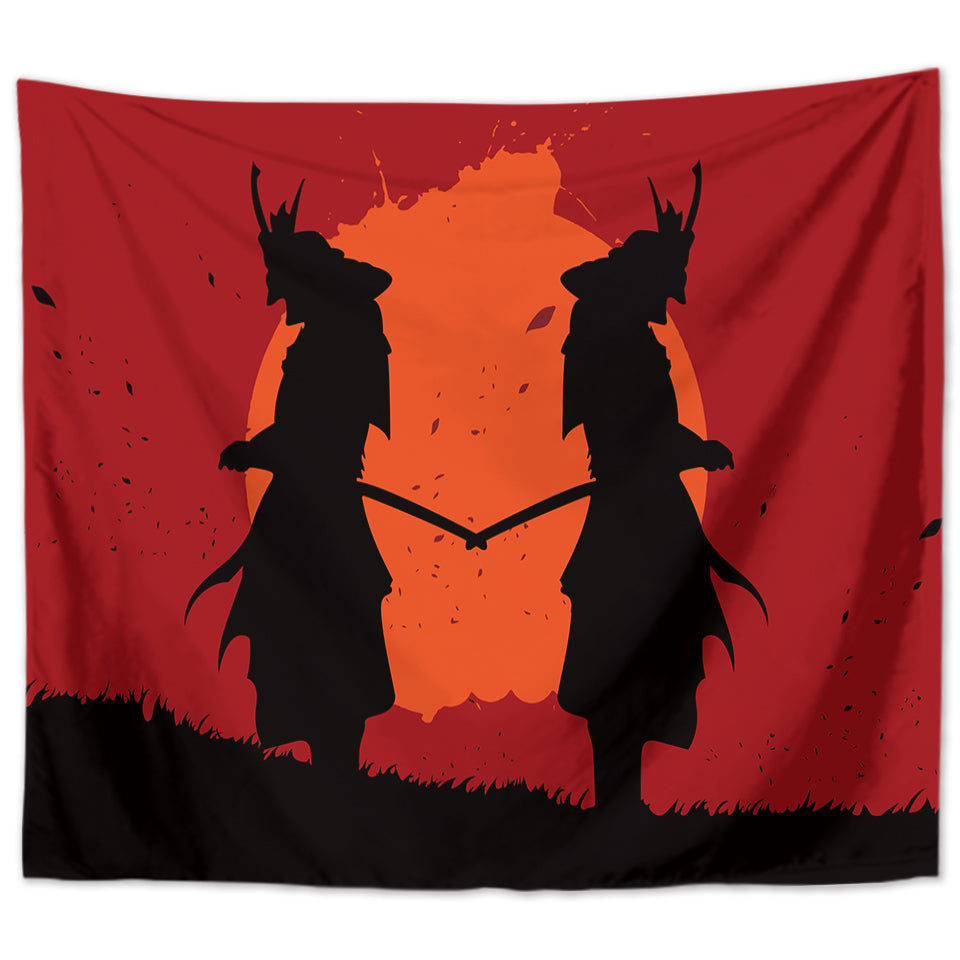 Wandbehang Samurai 200 x 150 cm Japan Polyester Wandtuch Wandteppich Tapisserie