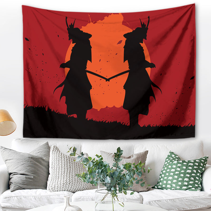 Wandbehang Samurai 200 x 150 cm Japan Polyester Wandtuch Wandteppich Tapisserie