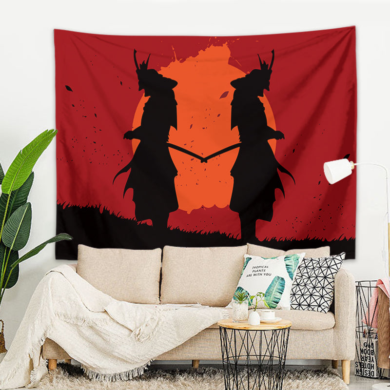 Wandbehang Samurai 200 x 150 cm Japan Polyester Wandtuch Wandteppich Tapisserie