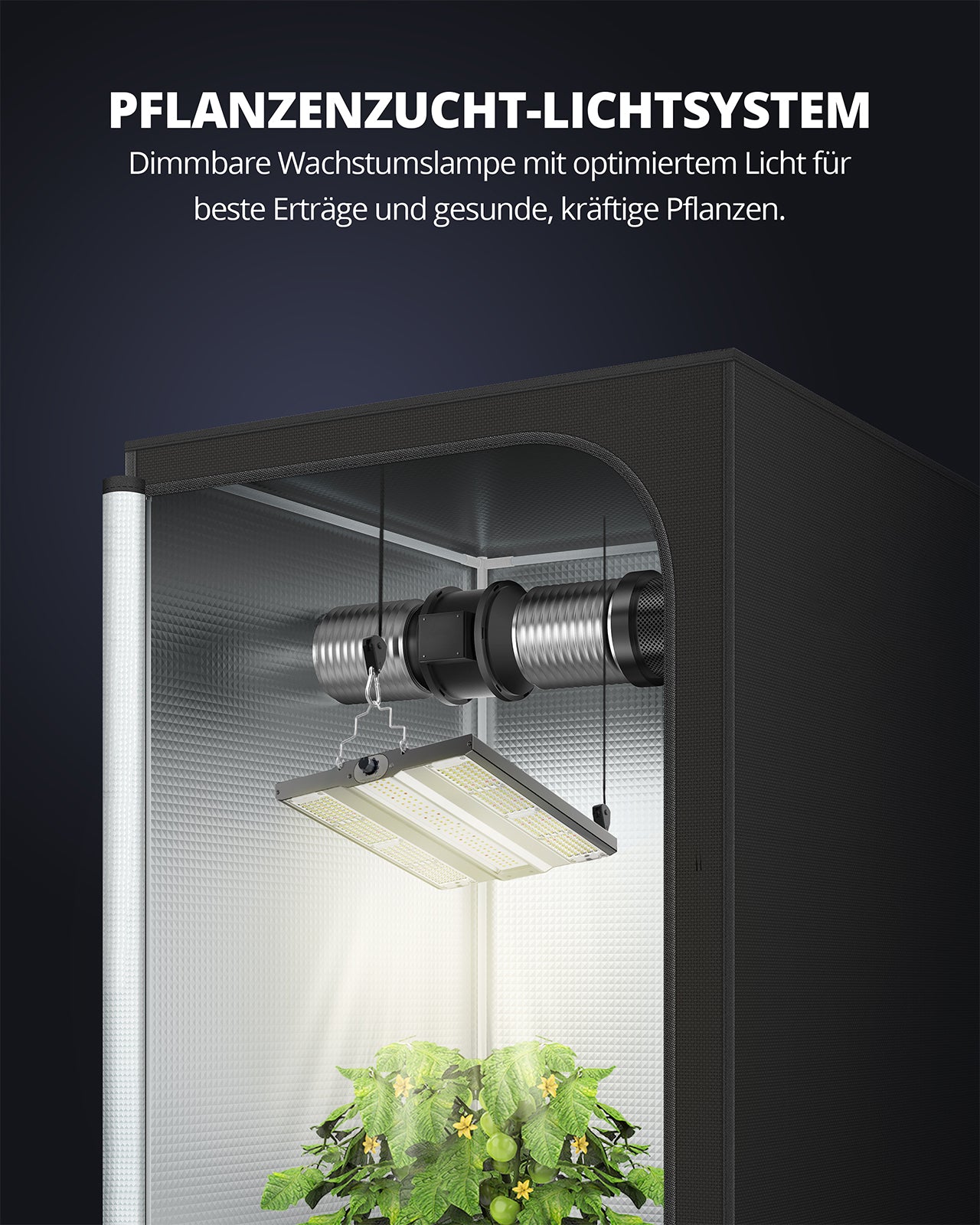 LED-Pflanzenlampe FLORIS Grow 150W dimmbar optimiertes Pflanzenlichtspektrum
