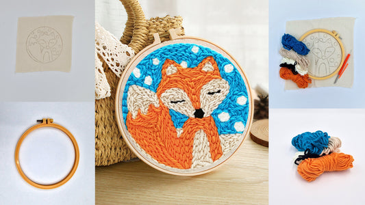 Stickerei Set DIY Stickrahmen Fuchs Ø 18 cm Gemälde Wanddekoration Anfängerfreundlich