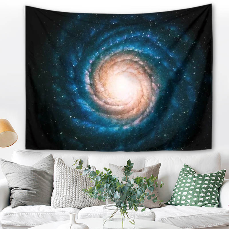 Wandbehang UV Galaxy 200x150 cm Spiralgalaxie UV Fluoreszenz Wandtuch Wandteppich Tapisserie