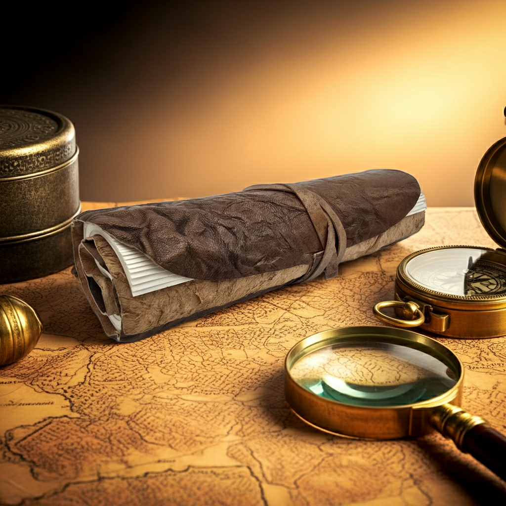 Ledertagebuch gerollt Retro braun 96 Blatt 21 x 15 cm Reisetagebuch Notizbuch Skizzenbuch