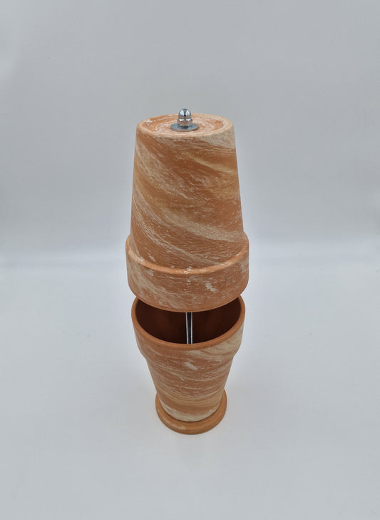 Teelichtofen Tischkamin Tischofen doppelwandig sandfarben marmoriert Tischdeko DIY