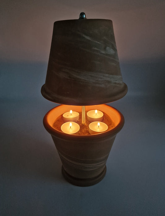Teelichtofen Tischkamin Tischofen doppelwandig Tischdeko DIY 4 Kerzen marmoriert