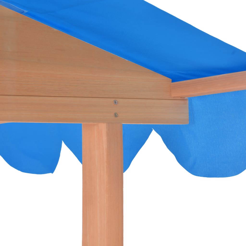 Spielhaus Sandkasten Kinder Holz Blau UV50 Sonnenschutz 130 x 130 x 143 cm