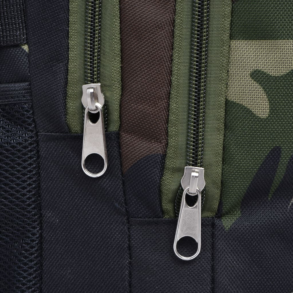 Rucksack Armee-Stil 40 L Schwarz und Tarnfarbe Wandern Camping Schule camouflage