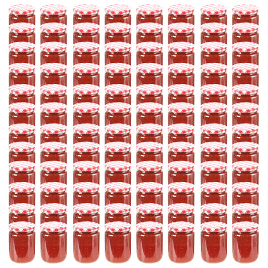 Marmeladengläser Deckel Verschluss Weiß Rot 96 Stk. je 230 ml Einmachglas Honigglas