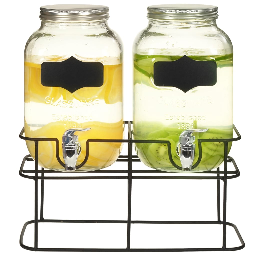 Getränkespender 2 er Set mit Ständer 2 x 4 L Glas Zapfhahn Wasserspend –  Selbstversorgerladen