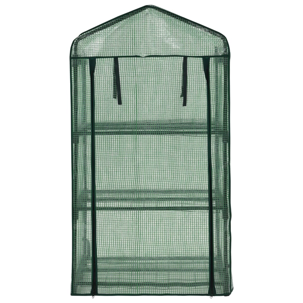 Mini-Gewächshaus 3 Regale 69 x 49 x 125 cm mit Rolltür Grün Foliengewächshaus