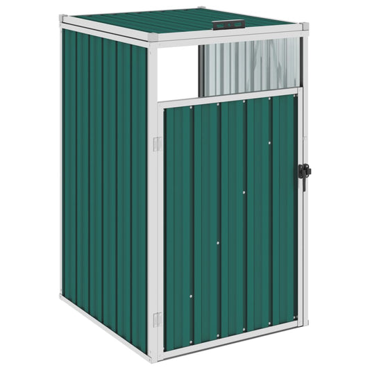 Mülltonnenbox Grün 72x81x121 cm Stahl Klappdeckel Tür Mülltonnenverkleidung abschließbar