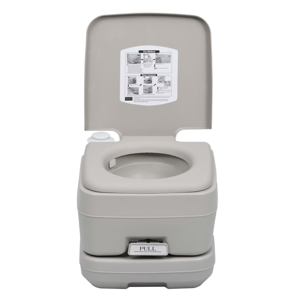 Tragbare Campingtoilette Grau 10 + 10 L mobiles WC 200kg Balgpumpe Klo