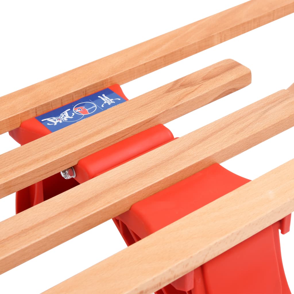 Klappschlitten mit Rückenlehne Holz 110 cm Holzschlitten klappbar faltbar rot
