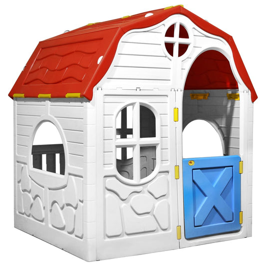 Kinderspielhaus mit Tür und Fenstern faltbar 96x61x115 cm Innen Außen Kunststoff