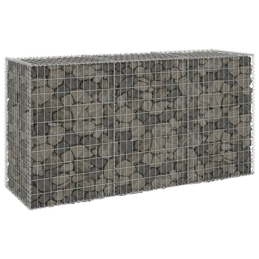 Gabionenwand mit Abdeckung Verzinkter Stahl 200x60x100 cm Zaun Steinmauer