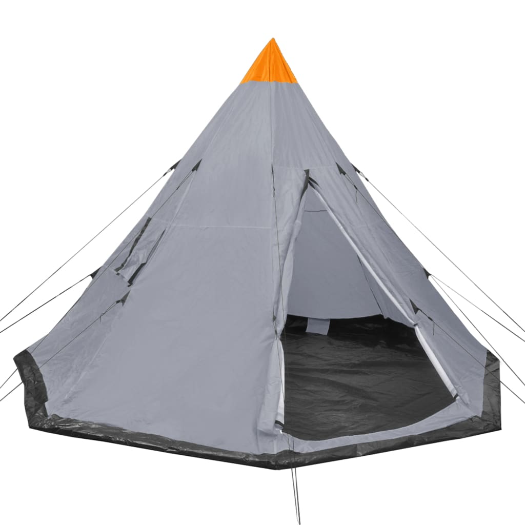 Tipi 4-Personen-Zelt Grau Camping Zelten Festival 365 x 365 x 250 cm