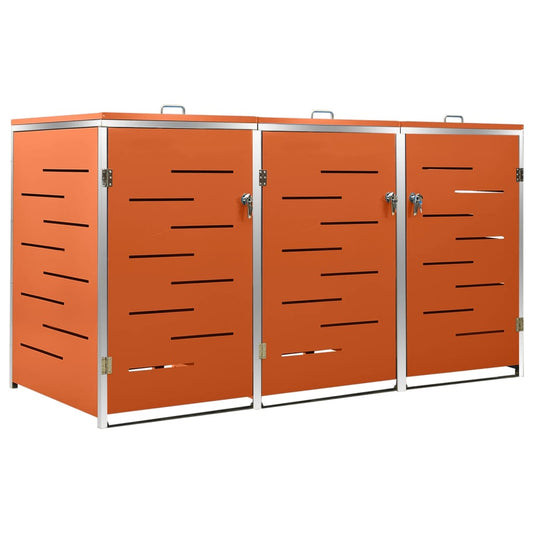 Mülltonnenbox 3 Tonnen 207x77,5x115 cm Edelstahl orange Mülltonnenverkleidung