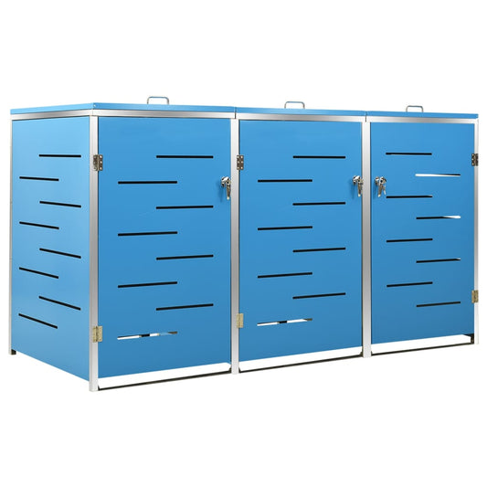 Mülltonnenbox für 3 Tonnen 207x77,5x115 cm Edelstahl blau Mülltonnenverkleidung