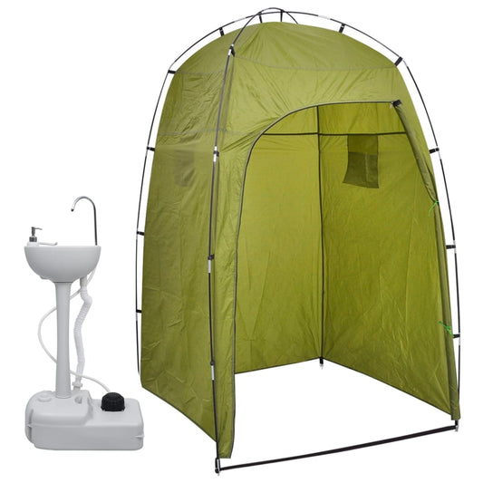 Tragbares Camping-Waschbecken mit Zelt 20 Liter Jagen Angeln Zelten Grün