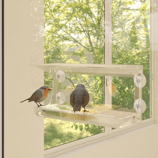 Fenster-Futterstelle Vögel 2 Stk. Acryl 30x12x15 cm Vogelfutterspender Wildvögel