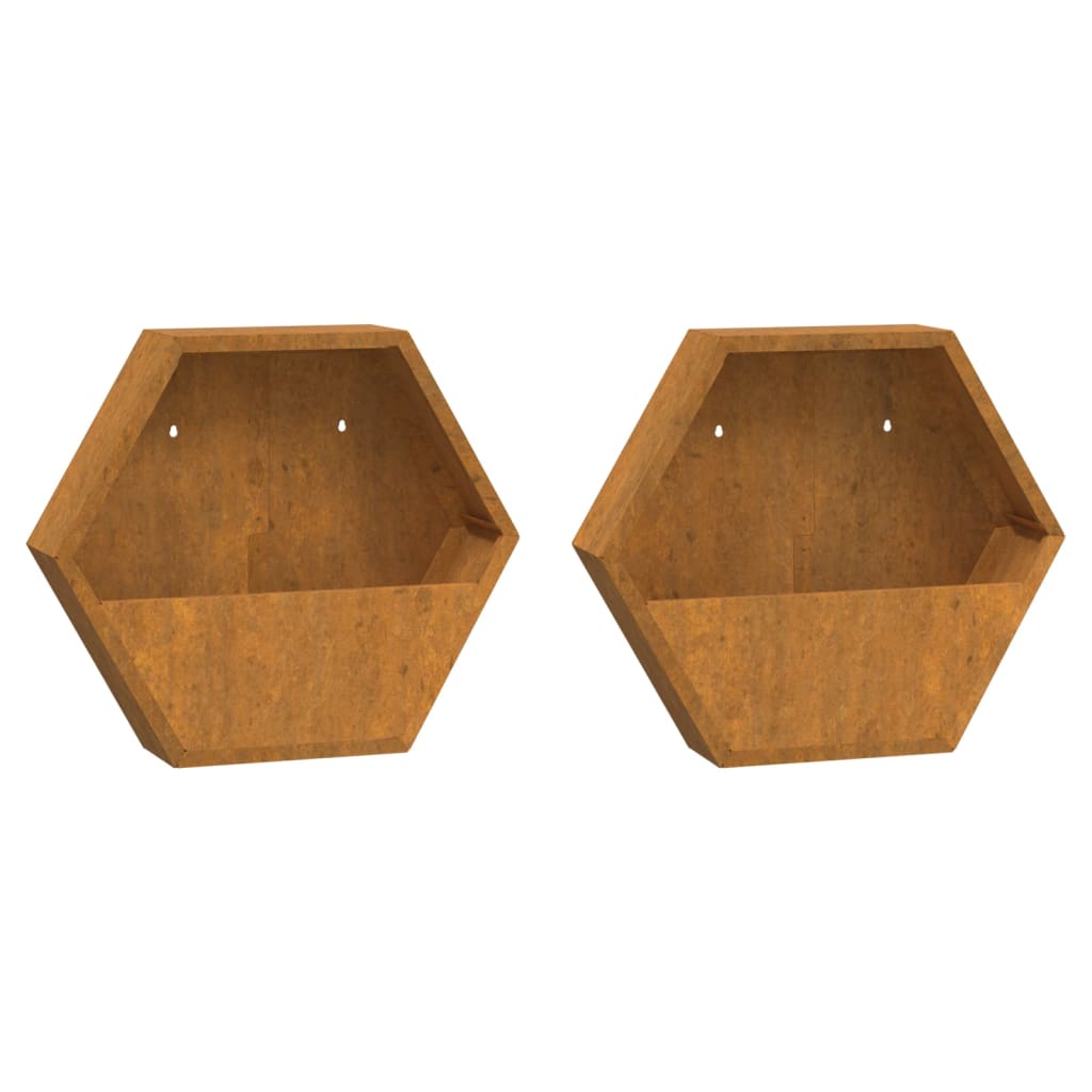 Wand-Pflanzkübel 2 Stk. Rostig Cortenstahl 46x10x40 cm Blumentopf