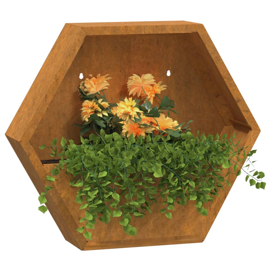 Wand-Pflanzkübel 2 Stk. Rostig Cortenstahl 46x10x40 cm Blumentopf
