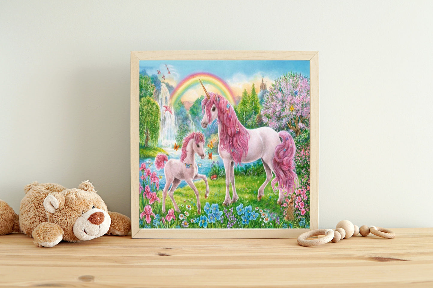 Malen nach Zahlen Erwachsene Einhorn 40x50 cm Paint by Numbers DIY Öl Acryl Leinwand Bild Dekoration Unicorn Rainbow ohne Rahmen 1 Stück