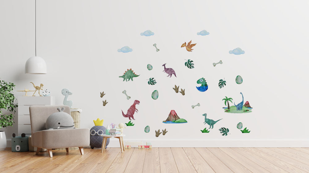 Dinosaurier Wandtattoo 37 Wandsticker Kinderzimmer Aufkleber Fensterbilder Dekoration farbig