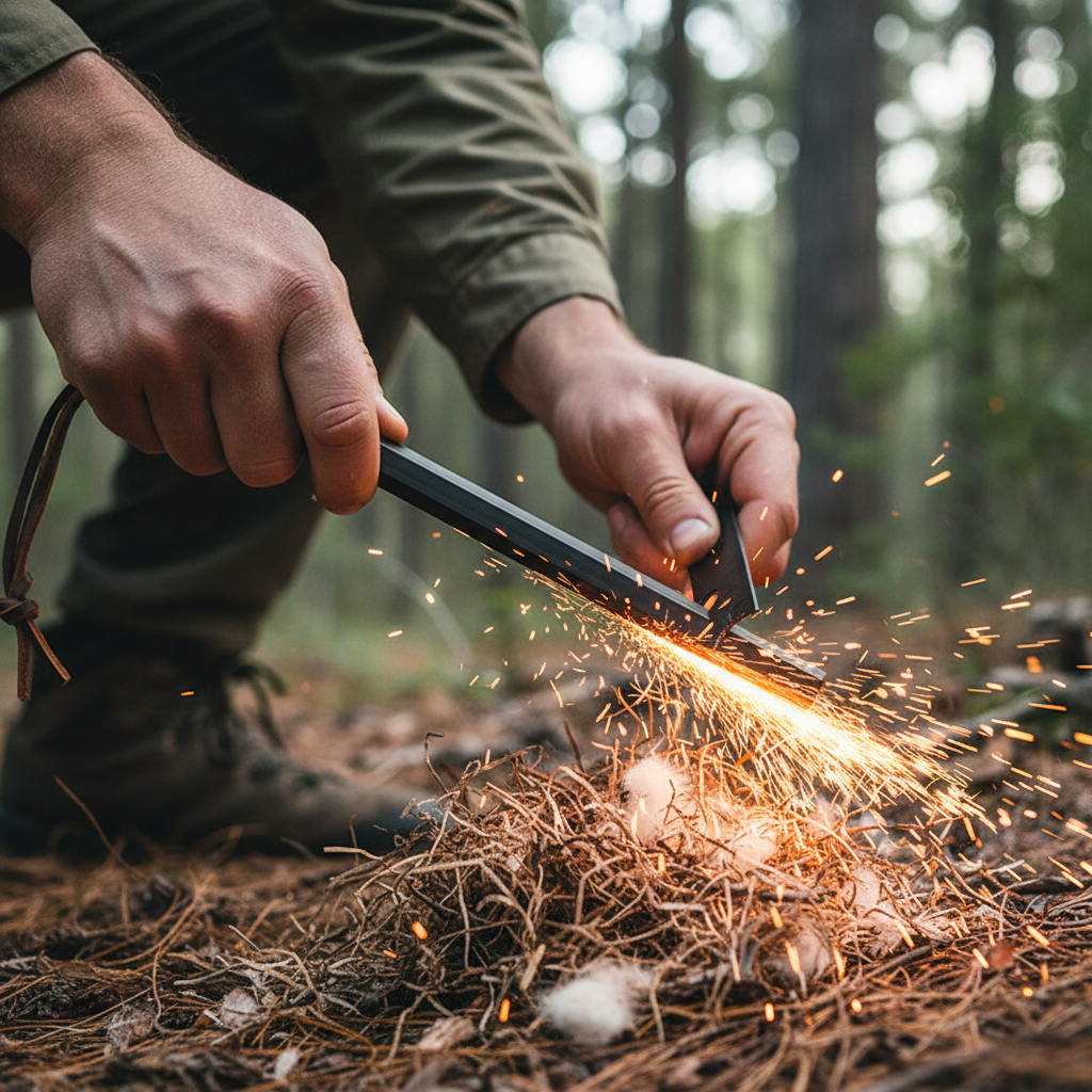 Hexagonaler Feuerstahl Firesteel 12,7cm Schaber – Bushcraft Camping Survival Outdoor