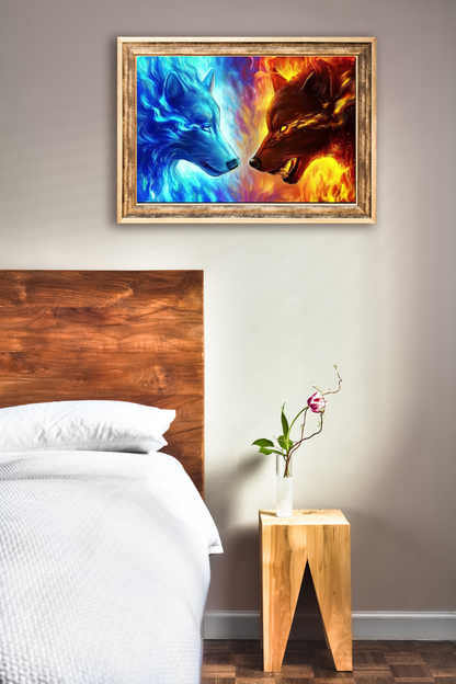 DIY Diamond Painting 5D Diamond Painting Wolf Flames 30x40 cm Painting Wall Decoration Painting Leisure Fun Adults Teenagers