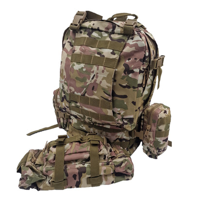 Army-style backpack, 45 liters, camouflage, German Army, water-repellent, desert camouflage, beige 
